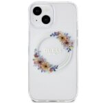 Guess GUHMP15SHFWFCT iPhone 15 / 14 / 13 6.1" transparent hardcase IML Flowers Wreatch MagSafe - imagine 3