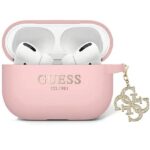 Guess GUAP2LECG4P AirPods Pro 2 (2022/2023) cover pink Liquid Silicone Glitter Triangle Charm