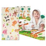 Double-Sided Educational Play Mat Stimulating Extralink, 180x200x1 cm Folding Animals-Numbers + Bag - imagine 3