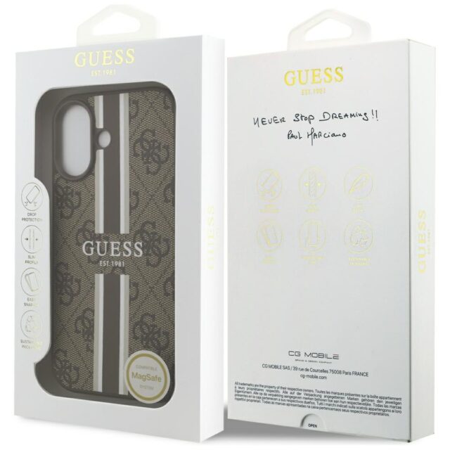 Case Guess 4G Printed Stripes MagSafe for iPhone 17 brown - imagine 8