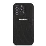 AMG AMHCP13XOSDBK iPhone 13 Pro Max 6.7" black hardcase with Leather Curved Lines - imagine 3