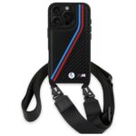 BMW BMHCP16L23PSVTK iPhone 16 Pro 6.3" black hardcase M Edition Carbon Tricolor Lines & Strap - imagine 2