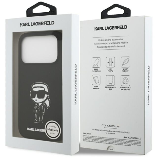Case Karl Lagerfeld Silicone Karl Sketch & Logo MagSafe for iPhone 17 Pro black - imagine 8