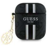 Guess GUA2P4RPSK AirPods 1/2 cover black 4G Printed Stripes Charm