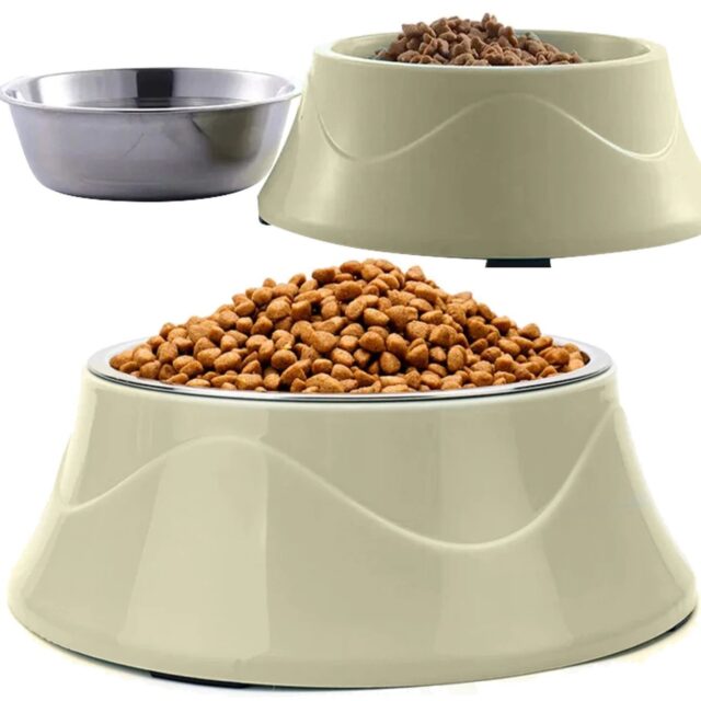 Double Dog Cat Bowl Extralink Pets, Metal 2-in-1 for Dry Wet Food and Water pet-824 - imagine 3