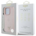 Case Guess Grained Hot Stamp Peony Triangle Logo MagSafe for iPhone 16 Pro Max pink - imagine 8