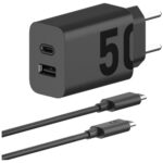 Charger wall Motorola TurboPower 50W Dual USB-C/USB-A with cable USB-C 1m black - imagine 5