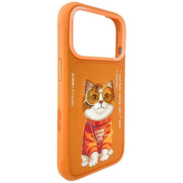 Etui Nimmy Glasses Cool Cat do iPhone 17  Pro Max pomarańczowy - imagine 5