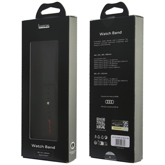 Strap Audi Sport Red Logo Silicone Watch Strap for Apple Watch 40/41/42mm black - imagine 4