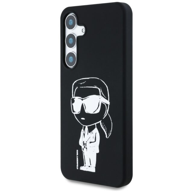 Case Karl Lagerfeld Silicone Graffiti Ikonik Printed Logo MagSafe for Samsung Galaxy S25 black - imagine 2
