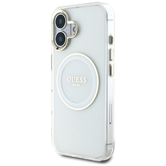 Case Guess IML Metal Colored Circle      Classic Logo MagSafe for iPhone 16 white - imagine 2