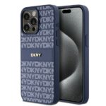 DKNY DKHCP15XPRTHSLB iPhone 15 Pro Max 6.7 inch blue hardcase Leather Mono Stripe & Metal Logo