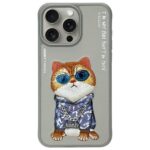 Nimmy case iPhone 15 Pro 6.1" gray Glasses Cool Cat