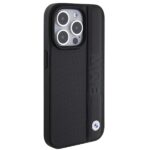 Case BMW BMHCP15L22RDPK iPhone 15 Pro 6.1" black hardcase Leather Textured & Stripe - imagine 4