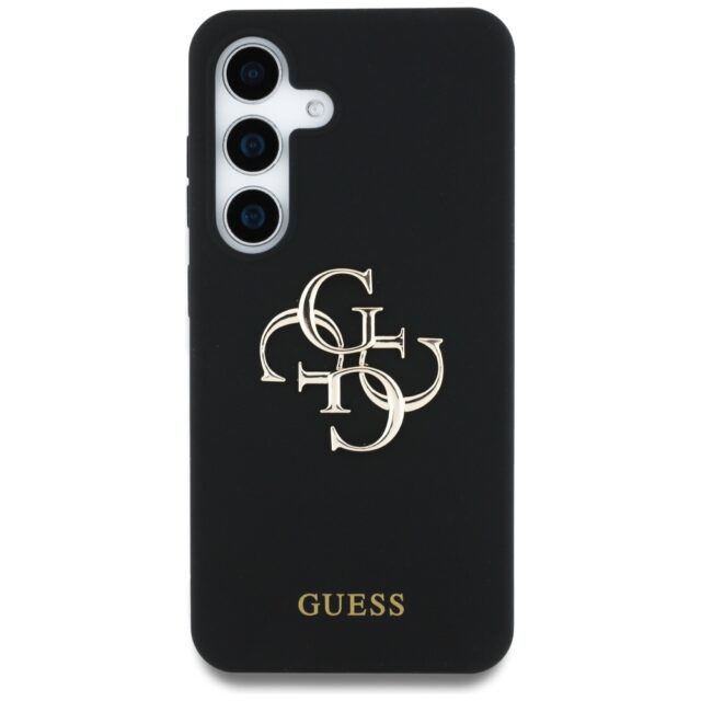 Case Guess Silicone Big 4G Logo Bottom Script Samsung Galaxy S25 black - imagine 3