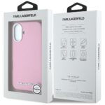 Case Karl Lagerfeld Saffiano Full Wrapped Elongated Metal Logo MagSafe for iPhone 16 pink - imagine 8