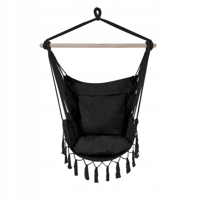 Black Forest Hammock, Brazilian Chair 100x130cm Black - imagine 3