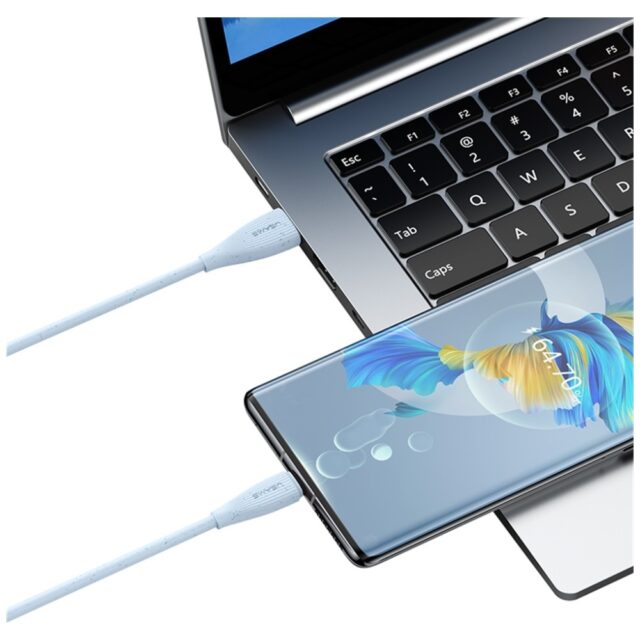 Cable USAMS Green Series SJ714 18W 3A USB-A to USB-C 1m blue - imagine 10
