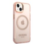 Guess GUHMP14MHTCMP iPhone 14 Plus/ 15 Plus 6.7" pink hard case Gold Outline Translucent MagS - imagine 4