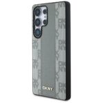 Case DKNY Leather Checkered Pattern MagSafe for Samsung Galaxy S25 Ultra taupe - imagine 2