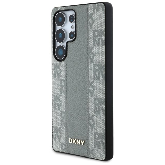 Case DKNY Leather Checkered Pattern MagSafe for Samsung Galaxy S25 Ultra taupe - imagine 2