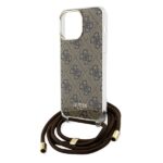 Guess GUHCP15LHC4SEW iPhone 15 Pro 6.1" brown hardcase Crossbody Cord 4G Print - imagine 5