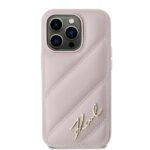 Karl Lagerfeld KLHCP14XPQDSMGP iPhone 14 Pro Max 6.7" pink hardcase Diagonal Quilted Script - imagine 3