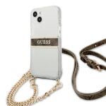 Guess GUHCP13SKC4GBGO iPhone 13 mini 5,4" Transparent hardcase 4G Brown Strap Gold Chain - imagine 2