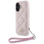 Case Karl Lagerfeld Quilted Initial Logo & Chain Strap for iPhone 16 pink