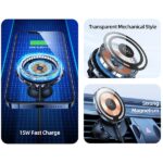 USAMS magnetic wireless holder US-CD164 15W 2-in-1 for air vent transparent CD164DZ02 - imagine 3
