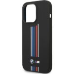 Case BMW BMHCP14X22SWTK iPhone 14 Pro Max 6.7" black Silicone Vertical Tricolor Lines - imagine 6