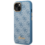 Guess GUHCP14MHG4SHB iPhone 14 Plus / 15 Plus 6.7" blue hard case 4G Vintage Gold Logo - imagine 2