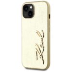 Case Karl Lagerfeld Wrinkled Metal Signature for iPhone 15 gold - imagine 2