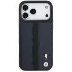 Case BMW M Perforated Stripe Logo MagSafe for iPhone 17 Pro Max navy blue - imagine 3