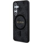 Guess GUHMS24SG4GFRK S24 S921 black hardcase 4G Collection Leather Metal Logo MagSafe - imagine 2