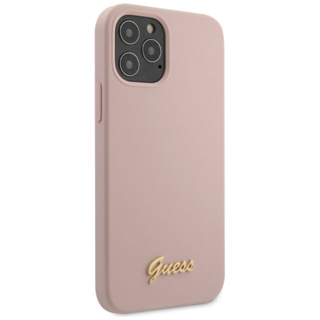 Guess GUHCP12MLSLMGLP iPhone 12/12 Pro 6,1" light pink hardcase Silicone Script Gold Logo - imagine 7