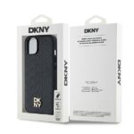 DKNY DKHMP14SPSHRPSK iPhone 14 / 15 / 13 black hardcase Leather Monogram Pattern Metal Logo MagSafe - imagine 8