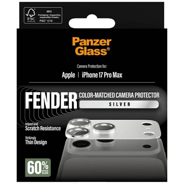 Tempered glass for lens PanzerGlass Fender Camera Protector for iPhone 17 Pro Max silver - imagine 5