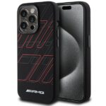 AMG AMHMP15X23SSPK iPhone 15 Pro Max 6.7" black hardcase with Silicone Large Rhombuses Pattern and M