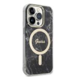 Guess Set GUBPP14XHMEACSK Case+ Charger iPhone 14 Pro Max 6,7" black hard case Marble MagSa - imagine 4