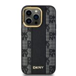 DKNY DKHMP14XPCPVSLK iPhone 14 Pro Max 6.7" black hardcase Leather Checkered Mono Pattern MagSafe - imagine 3