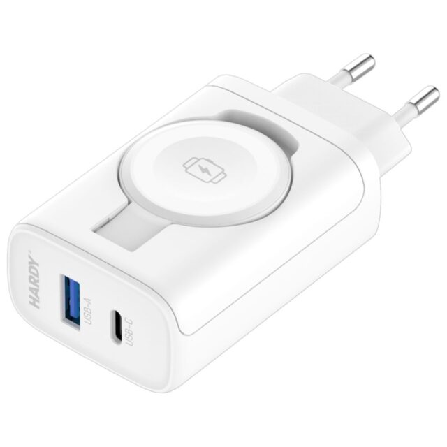 Ładowarka sieciowa 3MK HARDY PD 33W 2w1   USB-A/USB-C + indukcja do Apple Watch biały - imagine 4
