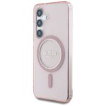 Case Guess Glitter Circle Classic Logo MagSafe for Samsung Galaxy S25 pink - imagine 2