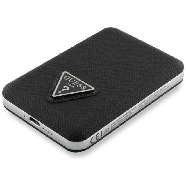 Powerbank indukcyjny Guess Grained        Triangle 5000mAh 15W USB-C MagSafe czarny - imagine 4