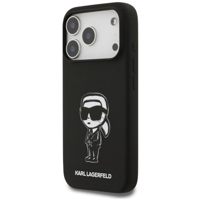 Case Karl Lagerfeld Silicone Karl Sketch & Logo MagSafe for iPhone 17 Pro black - imagine 2