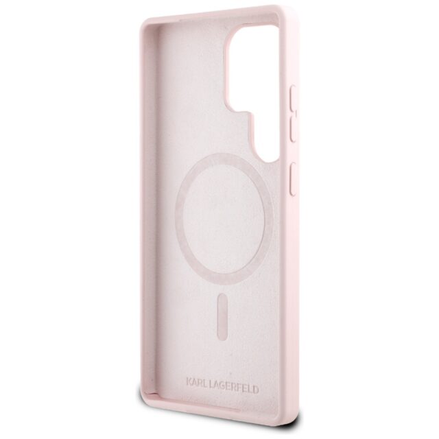 Case Karl Lagerfeld Silicone Double Heads And Circle MagSafe Samsung Galaxy S25 Ultra pink - imagine 7