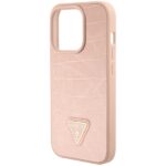Guess GUHCP15XPCRTHCP iPhone 15 Pro Max pink hardcase Croco Triangle Metal Logo - imagine 7
