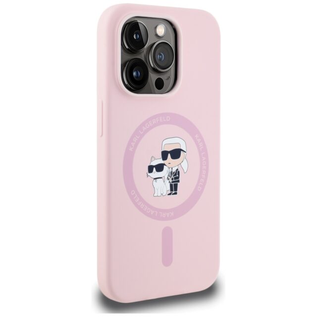 Case Karl Lagerfeld Silicone Karl&Choupette MagSafe for iPhone 14 Pro Max pink - imagine 4