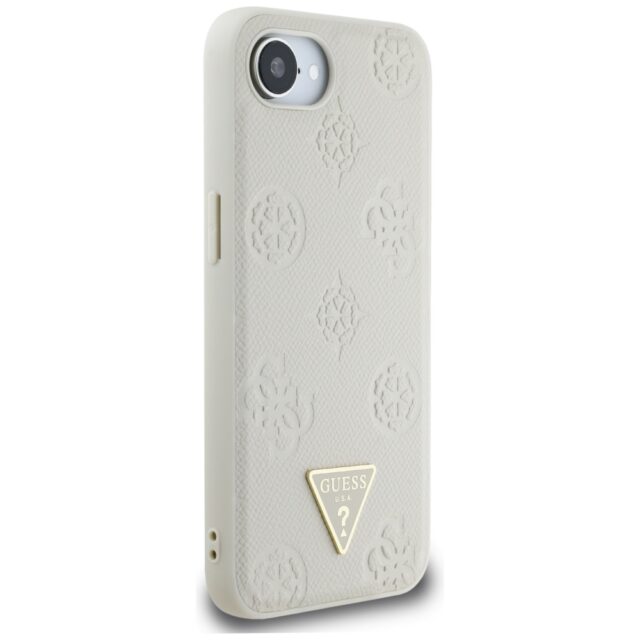 Case Guess Grained Hot Stamp Peony Triangle Logo MagSafe for iPhone 16e beige - imagine 4