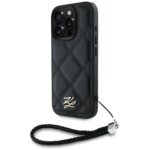 Case Karl Lagerfeld Quilted Initial Logo & Chain Strap for iPhone 16 Pro black